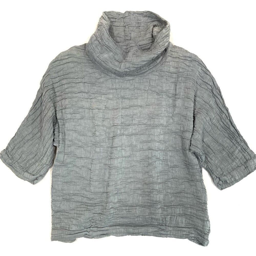 GRIZAS Linen & Silk Cowl Neck Oversized Top - Picture 2 of 7